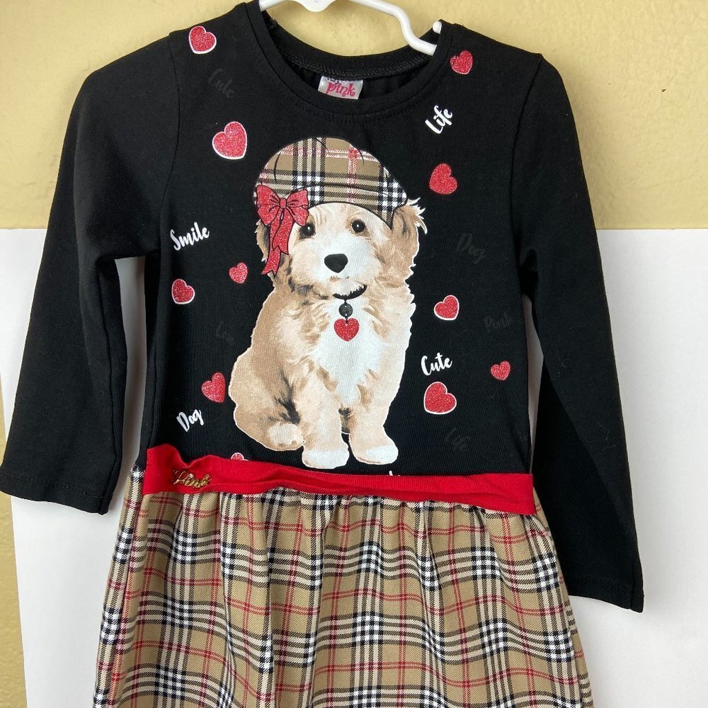 NWOT Dress Cute Dog Plaid Long Sleeves Sz 4-5 years